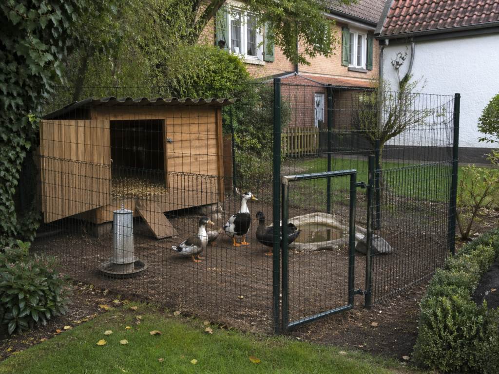 Duck Housing: How to Create a Safe, Dry, and Comfortable Home A safe dry backyard duck house with bedding and fenced outdoor run